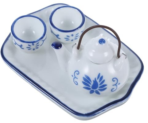 HEMOTON Mini Juego De Té Minitazas De Té y Minitetera para Decoración De Casa De Muñecas Incluye Miniaccesorios Escena