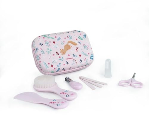 Miniland Baby Kit Dreamland - Hygiene- und Pflegeset für Babys mit 6 Zubehörteilen, mit Etui, ideal für Zuhause und unterwegs | Squirrel