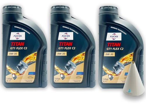 Fuchs Titan GT1 Flex C2 0W-30 | 3 L | kompatibel mit BMW LONGLIFE-12 FE | MB 227.61 | MB 229.61 | Motorenöl | Motoröl | Ölwechsel | Öl | SAE 0W30 |