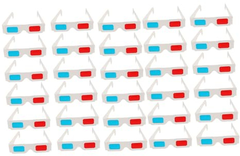 HOLIDYOYO Lot de 30 Lunettes 3D Anaglyphes en Carton Blanc Jetables, Verres Rouge et Bleu, Légères et Pratiques pour Cinéma, Vidéos et Usage Multimédia à Domicile