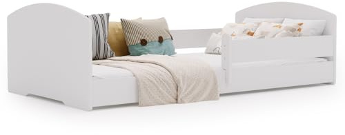 Kobi Cuna Montessori Leo 140x70 Blanca con colchón y barandilla: una Cuna Moderna, Segura y extraordinariamente cómoda para niños, con una Estructura sólida y un Elegante Estilo escandinavo