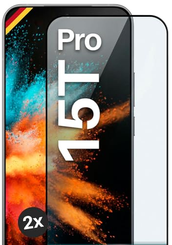 moex CurveProtect für Xiaomi 15T Pro Panzer Schutzglas, Full Screen Schutzfolie randlos, ganzer Bildschirm komplett abgedeckt, Panzerfolie Curved 3D Glas Folie, Schwarz 2 Stück