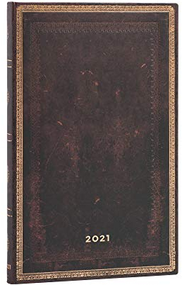 Paperblanks 12-Monatskalender 2021 Schwarzes Marokkoleder | Verso | Maxi (135 × 210 mm)