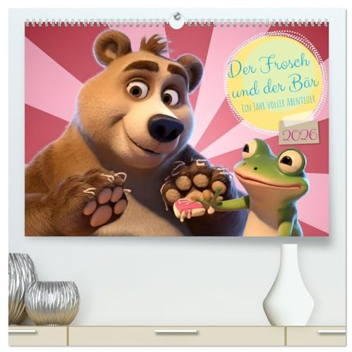 Der Frosch und der Bär - Ein Jahr voller Abenteuer (hochwertiger Premium Wandkalender 2026 DIN A2 quer), Kunstdruck in Hochglanz: Erlebnisse eines ... gestalteten Illustrationen (CALVENDO Tiere)