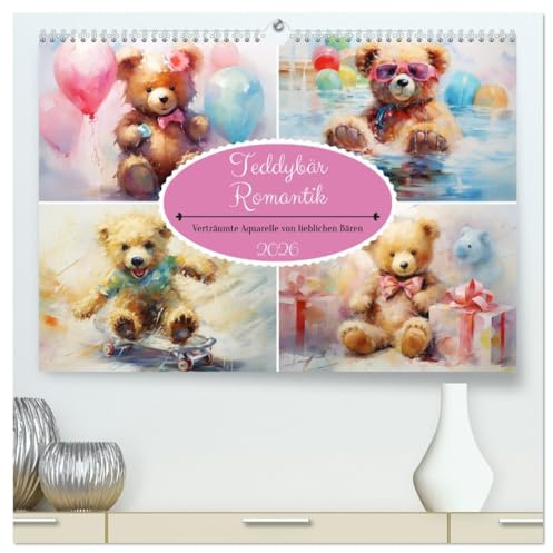 Teddybär Romantik. Verträumte Aquarelle von lieblichen Bären (hochwertiger Premium Wandkalender 2026 DIN A2 quer), Kunstdruck in Hochglanz: Duftige ... von zauberhaften Teddys (CALVENDO Tiere)
