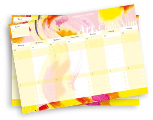 Notizblock-Set mit Kalender ohne Datum. Immerwährender Terminplaner mit 50 Blatt zum Abreißen. Wochenplaner undatiert im Querformat fürs Büro & zu Hause. Aus der Art.Collection von Stay Inspired