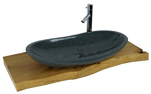 Waschbecken aus Naturstein, Granit, Model Monaco groß, anthrazit, G654, 80x43cm