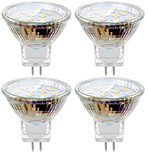SANSUN LED-Leuchtmittel, Spot, MR11 GU4.0, 12V Wechselstrom/Gleichstrom, Flutlicht-Birne, GU4-Sockel, 3 Watt (entspricht 20 Watt), 4000K (Tageslicht-Weiß) 4er Pack LED-Lampen