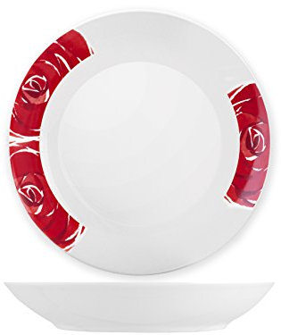 Royal Norfolk Juego de Platos de Mesa Piezas Coupe Porcelana decoración Coral 24 cm, Color Blanco, 12 pezzi
