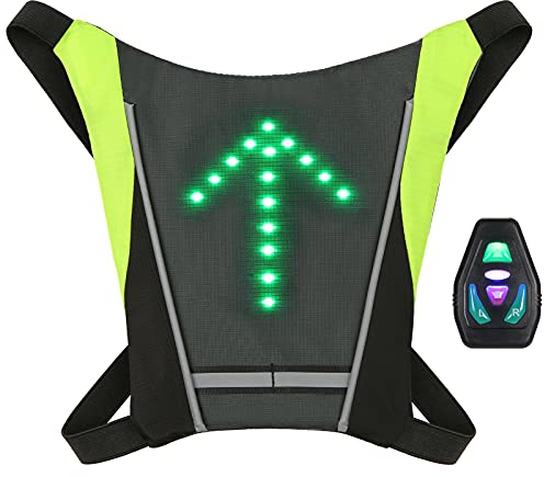 Lixada Wiederaufladbarer USB-Rucksack mit LED-Signalleuchte, Reflektierenden Streifen, Verstellbarem Gurt, 24 cm x 24 cm, Grün