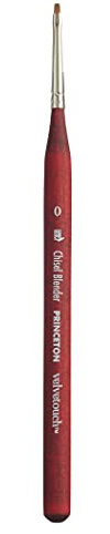 Princeton Velvetouch Artiste, Mixed-Media Brush for Acrylic, Watercolor & Oil, Series 3950 Chisel Blender Luxury Synthetic, Size 0