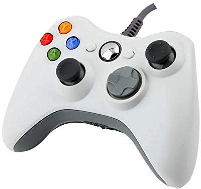 Manette Xbox 360 Filaire USB Gamepad avec câble de 2 m PC Controller Compitable avec Xbox 360/PC Blanc