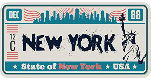 Oedim Dekorative Nummernschild, 30,00 cm x 15,00 cm, New York, Wanddekoration, Aluminium 3 mm, robust