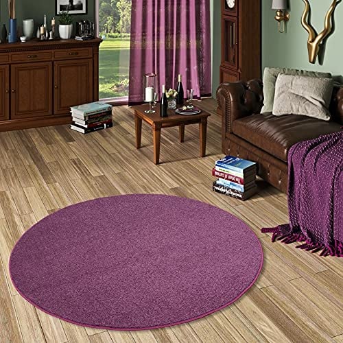 Snapstyle Hochflor Velours Teppich Luna Lila Rund in 7 Größen