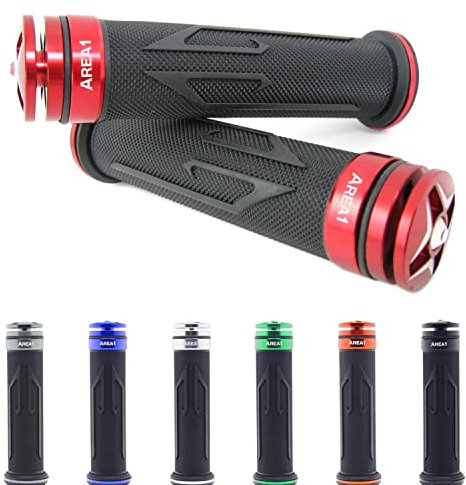 Empuñaduras de Motocicleta Agarraderas Puños Universales 22/24mm compatible con Neos, Neos 4, Jog, R, RR, Slider (Lase/Rojo)