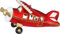 Christbaumschmuck Glas 12cm Oldtimer Flugzeug mit Propeller Weihnachtskugeln rot