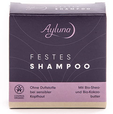 Ayluna Festes Shampoo Sensitiv, wascht und pflegt einfach und ph-hautneutral wie ein herkömmliches Shampoo, wird dein Haar sanft von Schmutz befreit und die Haarwäsche zum wohltuenden Ritual, 1x 60g