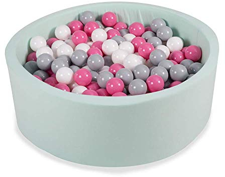 Angelove Piscina di Palline per Bambini 7cm Tondo 90x30cm/200 Palline Menta: Grigio/Bianco/Rosa Chiaro
