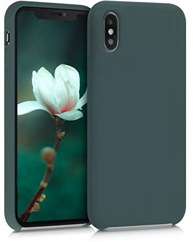 kwmobile Hülle kompatibel mit Apple iPhone XS Hülle - Silikon Handy Case - Handyhülle weiche Oberfläche - kabelloses Laden - Blaugrün