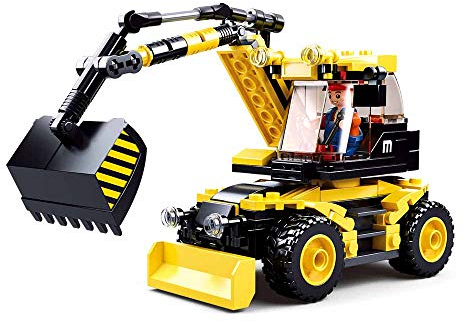 Sluban Klemmbausteine SL95675, Bagger (195 Teile) [M38-B0805], Spielset , Klemmbausteine, Baustätte, mit Spielfigur, Baustelle, bunt