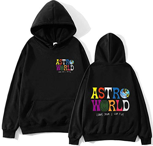 LIMILI Felpa da Uomo Hip Hop Pullover ASTROWORLD Guarda Mamma Posso Volare Felpa con Cappuccio Travis Scott Astroworld Felpa con Cappuccio Stampa-nero2_L