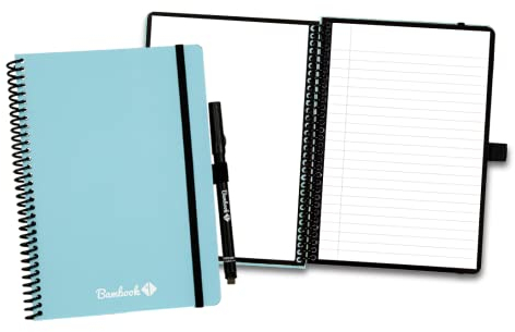 BAMBOOK Colourful Notizbuch - Blau - A5 - Blanko & Liniert, Wiederverwendbares Notizbuch, Notizblock, Reusable Notebook