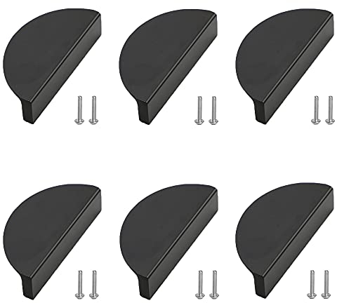 Qanye 6 Stücke Kabinett Griffe, Möbelgriff, Schrank Griffe, Möbelgriffe Schwarz, Der Achsabstand Beträgt 64 mm, Enthält 12 Schrauben, für Türen, Schubladen, Möbel, Schränke