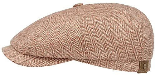 Stetson Hatteras Schirmmütze Ballonmütze Flatcap Fischgratmuster UV 40+ Damen Herren Sommer Winter rot 55 cm