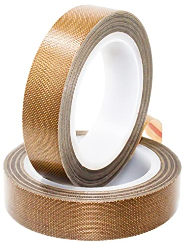 QIQN Teflonband Hochtemperaturband PTFE Band für 3D Drucker/Vakuumiermaschine, Hitzebeständig bis 260°C, Selbstklebend 13mm x 10m, 2 Stück