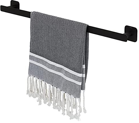 Tiger Colar Handtuchhalter zum Kleben, 60 cm, Edelstahl, Schwarz pulverbeschichtet, mit integrierter Klebefolie zur Montage ohne Bohren, 60x5x5,4 cm