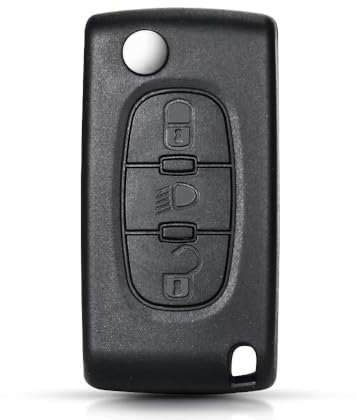 AUTOZOCO Carcasa Mando Llave De Coche 3 Botones Compatible con Citroën C2 C3 C4 C5 C6 C8 Picasso Xsara y Peugeot 207 307 407 408 - CE0523 - Botones de Abrir, Cerrar y Luces, con zócalo de Pila