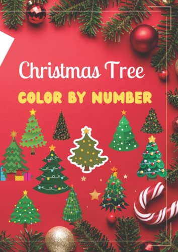 Paint by Number Christmas: Color by Number Christmas Tree Sticker Book for Kids Gift, Christmas Paint by Stickers