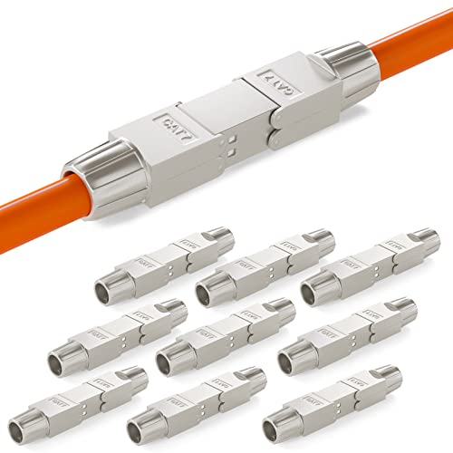 hb-digital 10x Cat.7 LSA werkzeugloser Netzwerkkabel verbinder CAT 7 STP feldkonfektionierbare Kupplung Adapter Verlängerung für LAN Verlegekabel Ethernet Installationskabel