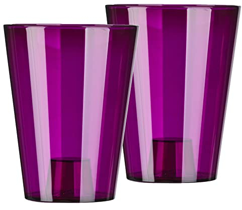 Tymar Orchideentopf Übertopf, 2er-Pack, transparent, Blumentopf, Blumenkübel für Orchidee, Pflanzentopf aus Kunststoff, Moderne, schlanke, Runde Form, STOOKPS001 (Violett Transpartent, ø 12 cm)