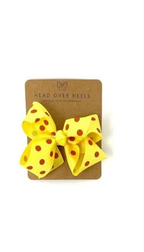 Room on the Broom Inspired Witches Yellow Hair Bow Clip with Red Spots