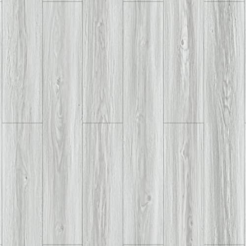 Timeet Self Adhesive Floor Tile Vinyl Flooring Grey Wood Effect Peel and Stick Tile 15X90cm 12pcs Laminate Flooring Wooden Flooring for Kitchen Living Room and Bathroom Floor Planks