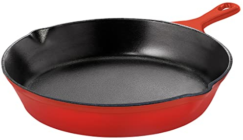 Utopia Kitchen Saute Frying Pan 8 Inch, Cast Iron Chefs Pan, Pre Seasoned Cast iron Skillet, Safe Grill Cookware for Indoor & Outdoor Use, Red
