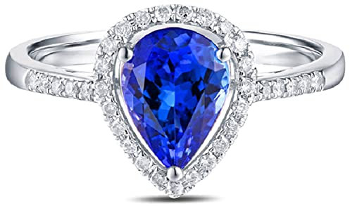 AMDXD 925 Silberring, Tropfen Träne Trauringe Pärchen Ringe Simulierte Blau Saphir Ringe Gr.48 (15.3)