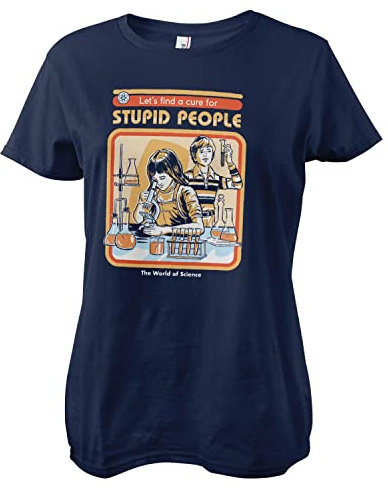Steven Rhodes Officially Licensed Cure for Stupid People Women T-Shirt (Navy), Large