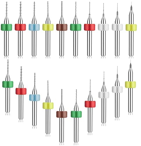 Juego de 20 brocas micro de acero de tungsteno, placa de circuito de impresión PCB, flauta CNC, vástago de fresadora para joyería de piedra rugosa (0.1-1.0 mm)