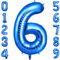 OFFCUP Geburtstag Zahl 6 Blau, Geburtstagsdeko Ballons, Riesige Folienballon in 40 - 101cm, für Männer Frauen Geburtstagsparty Deko, Jubiläum 6 Jahre Deko