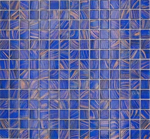 Glasmosaik Mosaikfliese Blau Signalblau Kupfer changierend Wand Fliesenspiegel Küche Dusche
