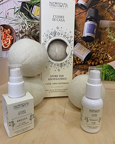Nasoterapia esencia para secadora brisa té verde y flores de naranja spray 30 ml3 + bolas para secadora lana 100% natural