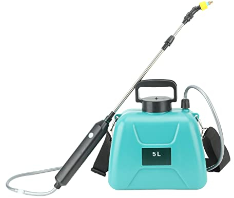 Luqeeg Pulverizador a Batería, Pulverizador de Agua para Césped 1,35 Galones Pulverizador Eléctrico para Plantas con 3 Boquillas Nebulizadoras Pulverizador Eléctrico para el Césped Jardín (Verde)