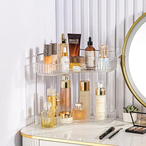 Make up Organizer, Kosmetik Organizer, Parfüm Organizer, Hautpflege Organizer für Bad Schminktisch (2 Schichten, Klar)