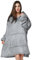 Hoodie Decke Damen, Plüsch Pullover Decke mit Ärmel, Warm Oversize Hoodie Damen, Blanket Hoodie Für Wärme im Innen- und Außenbereich(Grau)