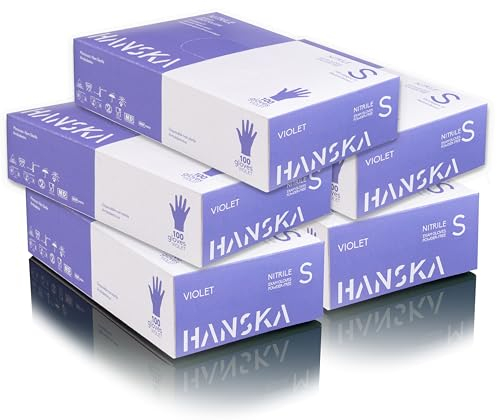 HANSKA Pack of 500 Disposable Nitrile Purple Gloves - Powder Free - Disposable - Ambidextrous - Non-Sterile - Rubber Base - Suitable for Medical Areas, Food Handling (500, S)
