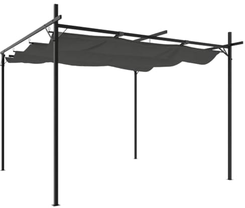 vidaXL Pérgola con Cubierta Retráctil, Carpa para Reuniones, Cenador para Fiestas, Pabellón para Jardín Patio, Gris Antracita 295x292x230 cm