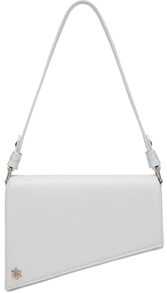 Dreieckige geometrische Unterarm-Hobo-Tasche – veganes PU-Leder, Cremeweiß