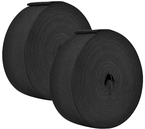 HSLUBI Gummiband breit, 40mm Gummiband Nähen, 10m Gummiband Schwarz, Elastisches Band, für Kleidung, Mützen,Handschuhe, Socken, Haushalt DIY Handwerk.